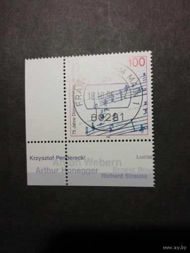 Германия. 1996 Марки "75 лет фестивалю в Донауэшингере" (гашеная с клеем) Mi.1890 каталог 0.90 евро