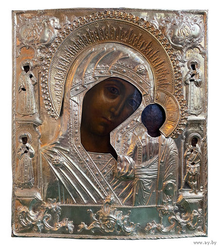 Икона Казанская Пресвятая Богородица, 17-18 век. Оклад серебро.