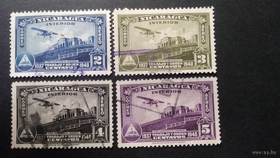 НИКАРАГУА\370с\  1937 самолет. Дворец . Авиапочта