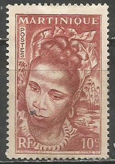 Мартиника. Юная островитянка. 1947г. Mi#239. Цветная бумага.