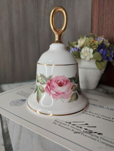 Фарфоровый коллекционный колокольчик Royal Worchester, сертификат соответствия, клеймо