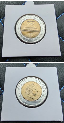 Распродажа!!! Австралия 5 долларов (60 лет бою в Зондском проливе) 2002 г. UNC
