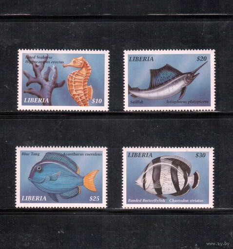 Либерия-1999(Мих.2711-2714), ** , Морская Фауна ,Рыбы,