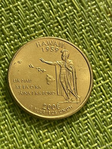 США. 25 центов Гавайи 2008 г ( D. Денвер. ПОЗОЛОТА )