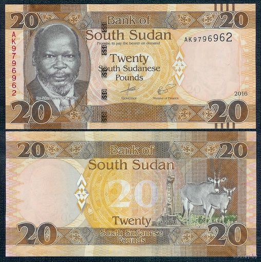 Южный Судан 20 фунтов 2016 год, UNC