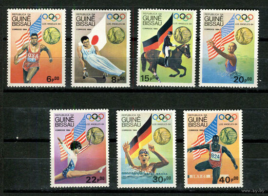 Гвинея-Бисау - 1984 - Победители Летних Олимпийских игр - (пятна на клее у ном. 6 и 22) - [Mi. 818-824] - полная серия - 7 марок. MNH.  (Лот 77HU)-TG3P27