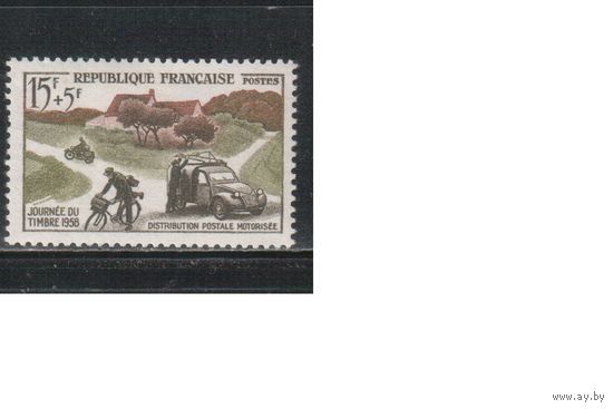 Франция-1958 (Мих.1187) , * , Автомобили, Мотоциклы ,Велосипеды(одиночка)