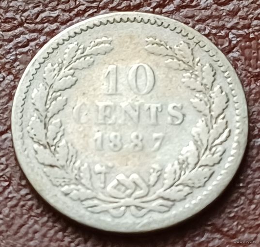 Нидерланды 10 центов, 1887     ( 1-1-3 )