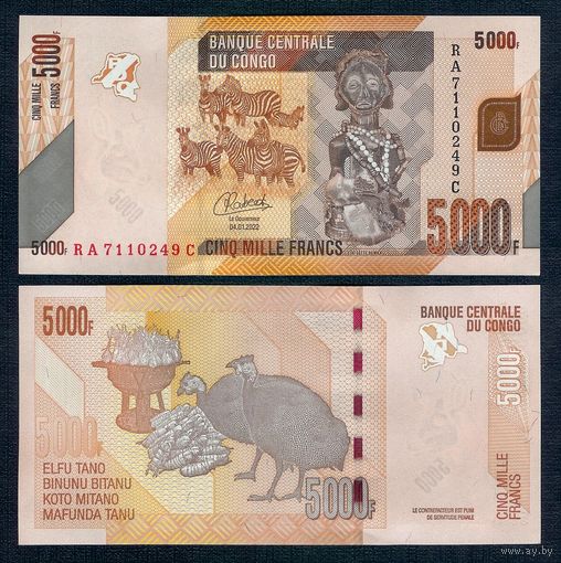 Конго 5000 Франков 2020 год, UNC
