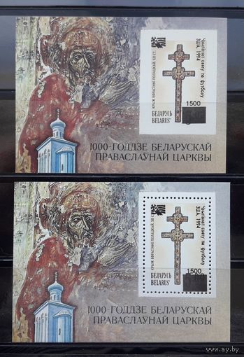 Беларусь 1994г. Два блока #62,63 ЧМ по футболу на бел.яз.(зубц. + без зубц.) одним лотом. **