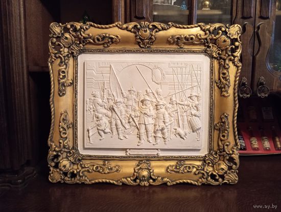 - Барельеф НОЧНОЙ ДОЗОР Рембрандт 52х45х4 см из серии реплики мировых шедевров