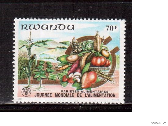 Руанда-1982,(Мих.1165) **  , Флора, Фрукты