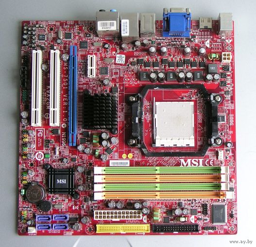 Плата материнская MSI MS-7501 K9A2GM  нерабочая ( вздулись конденсаторы )