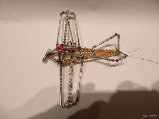 Ёлочная игрушка СССР стеклярус самолёт