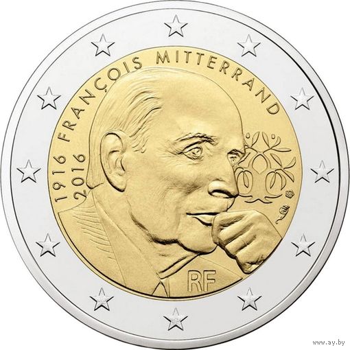 2 евро Франция 2016 Миттеран Франсуа UNC из ролла