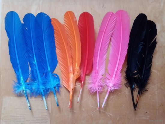 Перья 30 см цветные натуральные одним лотом Перо птиц