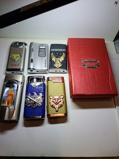 С рубля без мц. зажигалки 6шт и красная коробка.