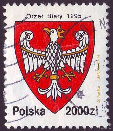 История белого орла, герба Польши 1992 год 1 марка