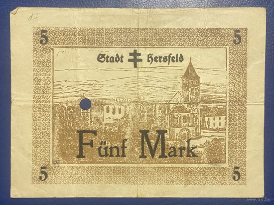 Банкнота 5 марок 1918 год. Херсфельд Веймарская республика