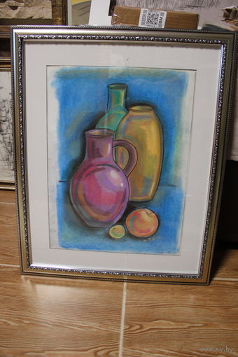 Н.ПЕТРОВАЧ, БУМАГА, ПАСТЕЛЬ, КАРАНДАШ (?), смешанная техника, РАЗМЕРЫ  40Х50 ПО РАМЕ, оформлена в раму, паспарту