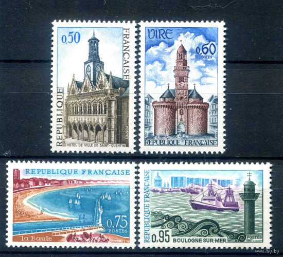 Франция - 1967г. - ландшафты, архитектура, туризм - 4 марки - полная серия, MH [Mi 1591-1594]. #2-Fr-53-A-1