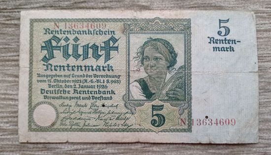Werty71 Германия 5 марок 1926 банкнота
