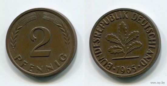 Германия. 2 пфеннига (1965, буква J)