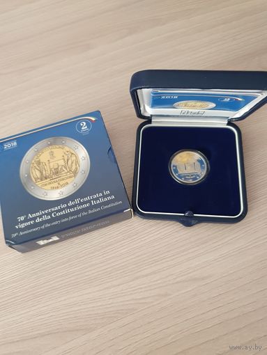 Италия 2 евро 2018 PROOF юбилейная 70 Лет Конституции Итальянской Республики