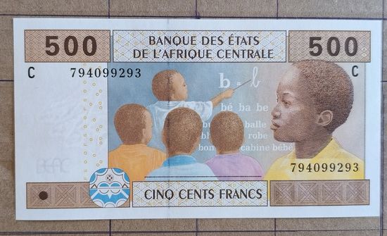 Банк Центральной Африки 500 франков 2002 г., литера "С" -- Чад. P:206С