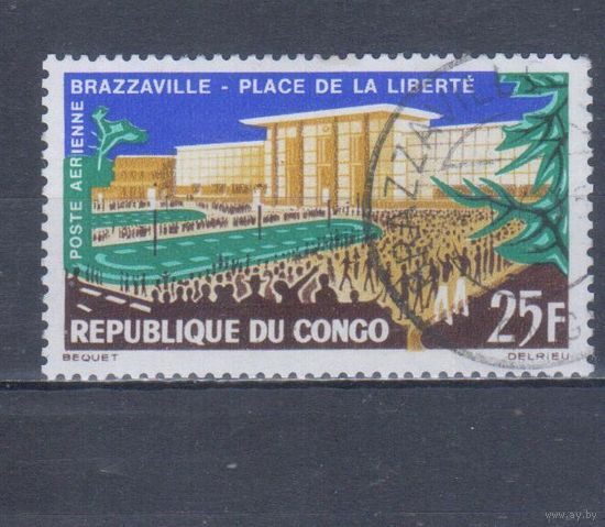 [1419] Конго 1963. Архитектура.Площадь Свободы.Митинг. Одиночный выпуск. Гашеная марка.
