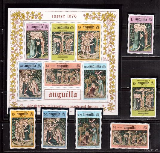 Ангилья-1976,(Мих.251-256,Бл.12)  **  , Рождество, Искусство,Живопись,(полная серия)