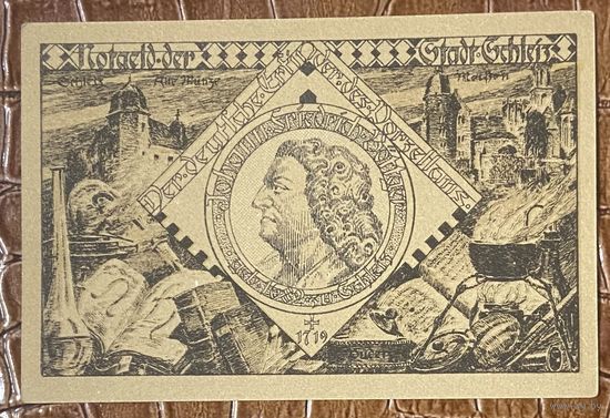 Нотгельд 50 пфеннигов 1921 год. Шлайц,. Веймарская республика