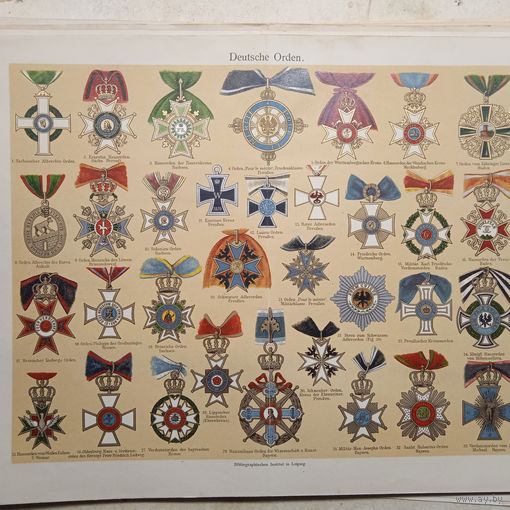 Deutsche Orden.Литография Германия. Гравюра 19в.  30x24см. РАСПРОДАЖА КОЛЛЕКЦИИ.