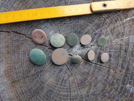 Пуговицы 10 штук. Старые. С надписями (11). Находка