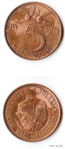 5 центов Нидерланды 1970 года
