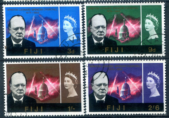 Британские колонии - Фиджи - 1966г. - Уинстон Черчилль - 4 марки - полная серия, гашёные [Mi 187-190]. #2-Bc-50-A-1