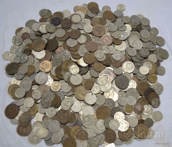 Монеты СССР 1961 - 1991года.2 кг.