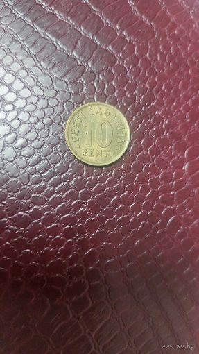 Монета 10 сентов 1991г. Эстония. Хорошая!