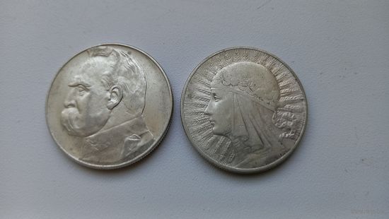 Польша 10 ZL  Ядвига,  Пилсутский 1932.1936г.