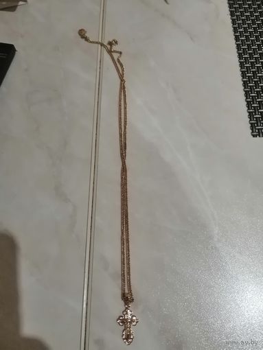 Золотой крестик с цепочкой 583 пробы