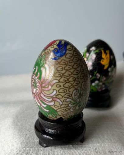 Статуэтка Яйцо Клуазоне клуазонне Перегородчатая эмаль с подставкой 6,5 х 4,5см