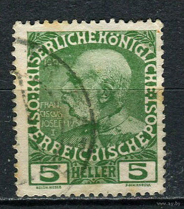 Австро-Венгрия - 1908 - Император Франц Иосиф I - 5H - [Mi.142v] - 1 марка. Гашеная.  (Лот 18EM)-T7P4