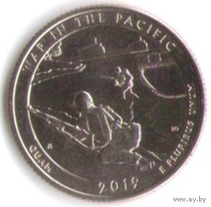 25 центов 2019 г. Парк=48 Национальный монумент воинской доблести  в Тихом океане Гуам Двор D _состояние UNC