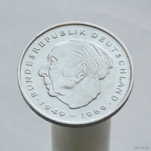 ФРГ 2 марки 1972 G Теодор Хойс 20 лет Федеративной Республике (1949-1969)