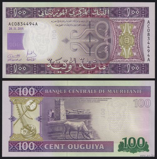 Мавритания, 100 угий 2015 г., P-16b, UNC