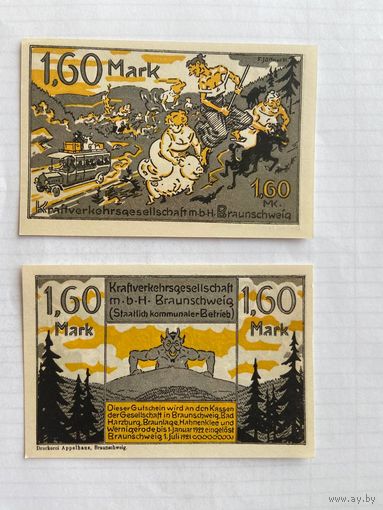 Нотгельд 1,60 марки. Брауншвейг. Веймарская республика - 04 (2)