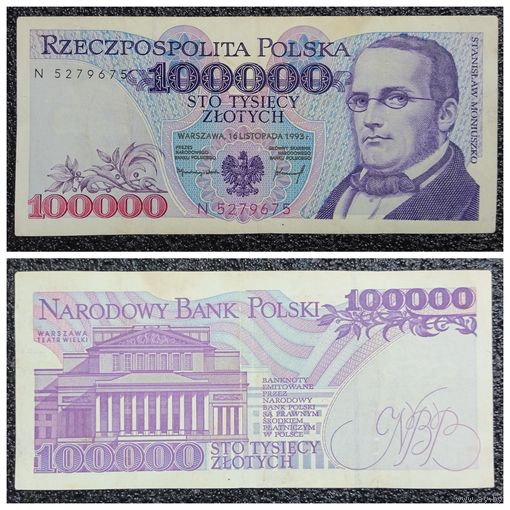100000 злотых Польша 1993 г. однолитерная