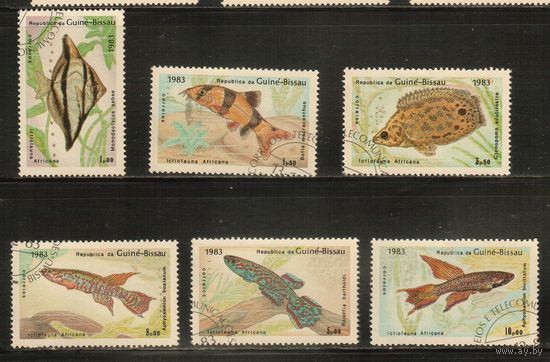 Гвинея-Бисау-1983(Мих.731-736),  гаш.,  Морская  Фауна ,Рыбы