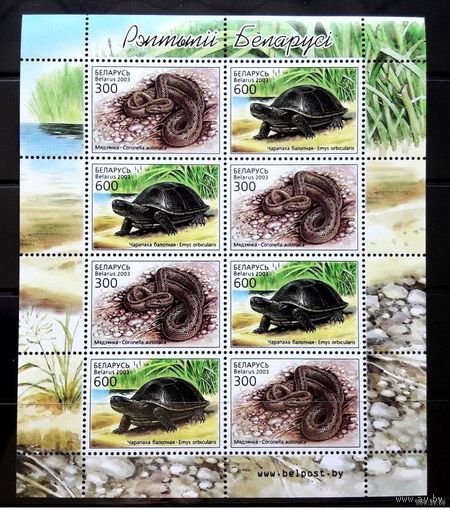 2003 Беларусь малый лист фауна рептилии  MNH**