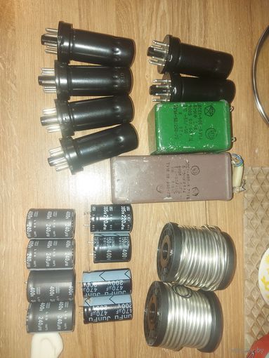 Радиодетали: радиолампы, конденсаторы, припой пос 61 - без м.ц.